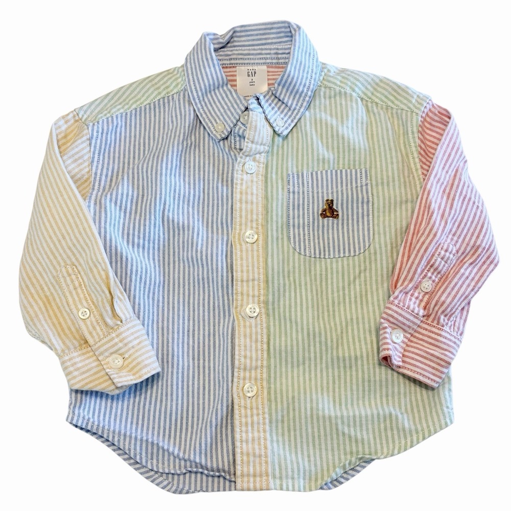 Baby Gap Striped Oxford Dress Shirt Boys Size 3 Years 3T Preppy Button Down